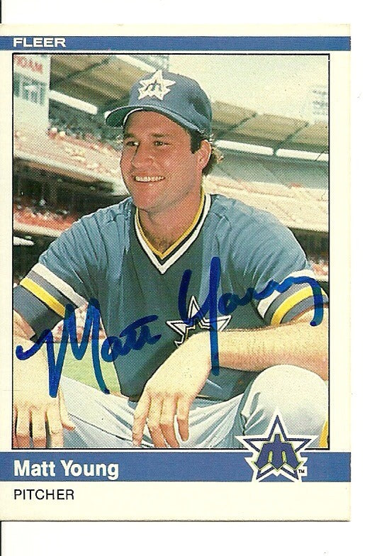 MATT YOUNG SEATTLE MARINERS SIGNED AUTO 1984 FLEER CARD #624 W/COA