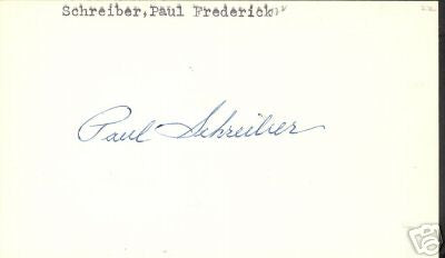 PAUL SCHREIBER BROOKLYN 1922-23 SIGNED 3X5 INDEX CARD