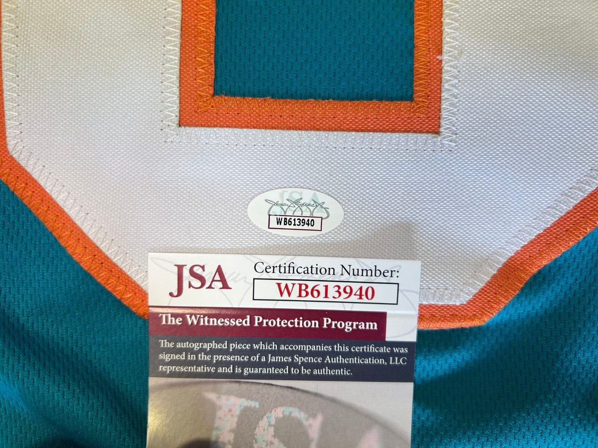 MARK CLAYTON #83 MIAMI DOLPHINS AUTOGRAPHED SIGNED TEAL JERSEY JSA COA