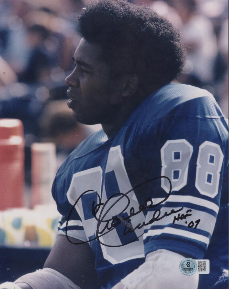 CHARLIE SANDERS LIONS HOF 09 SIGNED 8X10 PHOTO BECKETT AUTHENTICATED