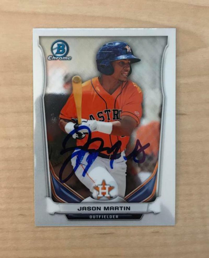 JASON MARTIN HOUSTON ASTROS SIGNED 2014 BOWMAN CHROME CARD #BCP53 W/COA