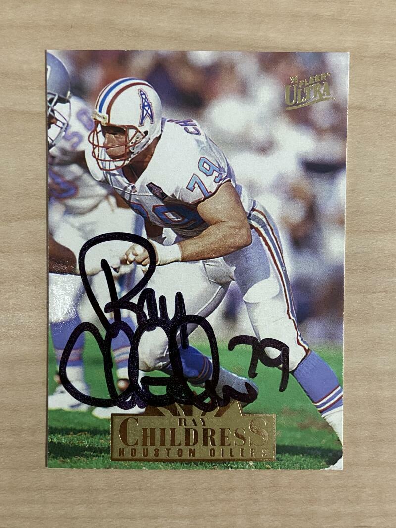 RAY CHILDRESS HOUSTON OILERS SIGNED AUTOGRAPHED 1995 FLEER ULTRA CARD #122 W/COA