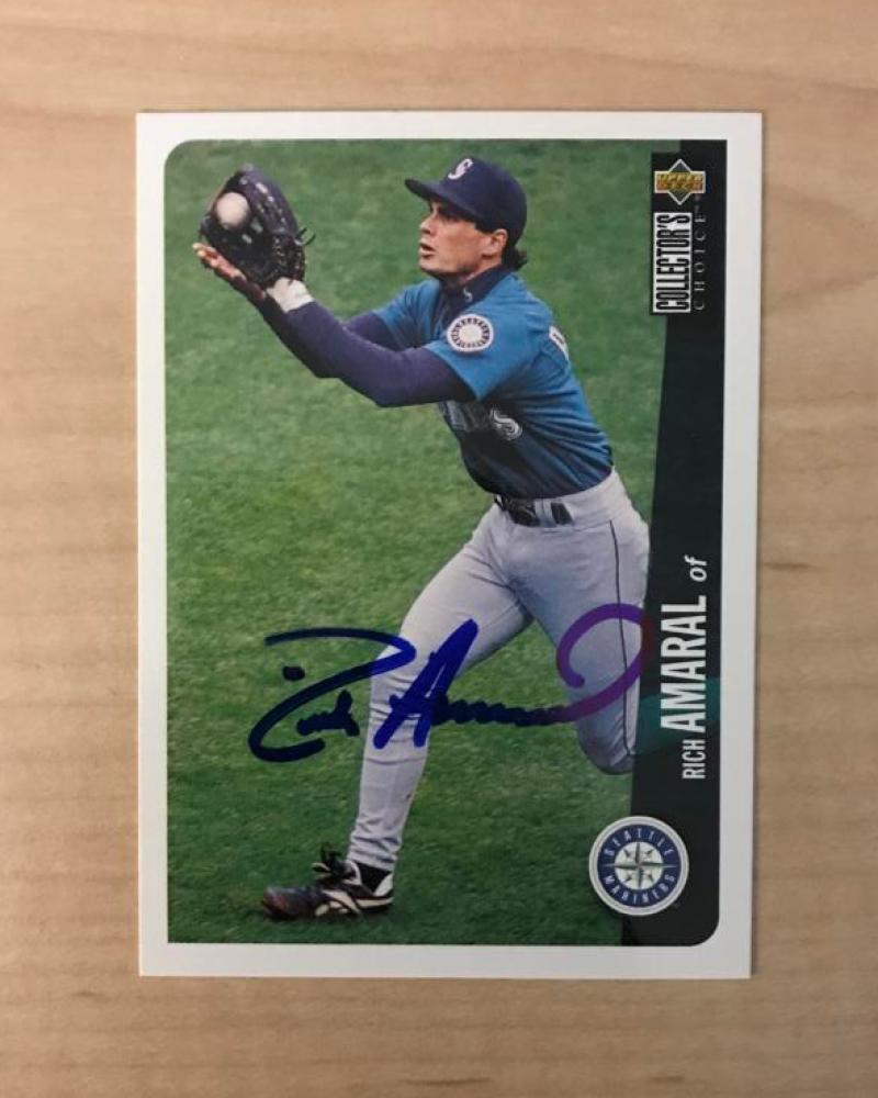 RICH AMARAL SEATTLE MARINERS SIGNED AUTOGRAPHED 1996 UPPER DECK CARD #724 W/COA 