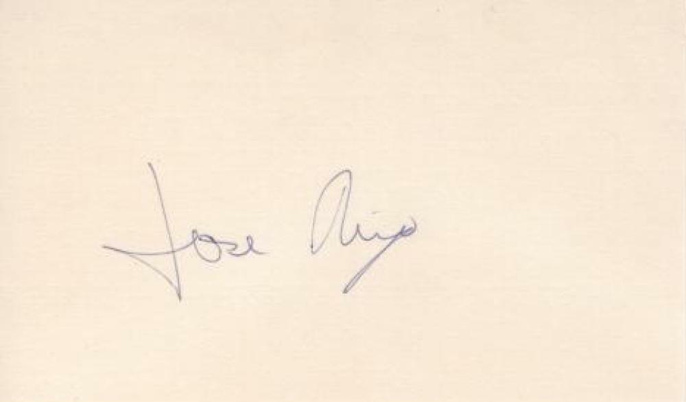 JOSE RIJO YANKEES/A'S/REDS SIGNED 3X5 INDEX CARD W/ COA
