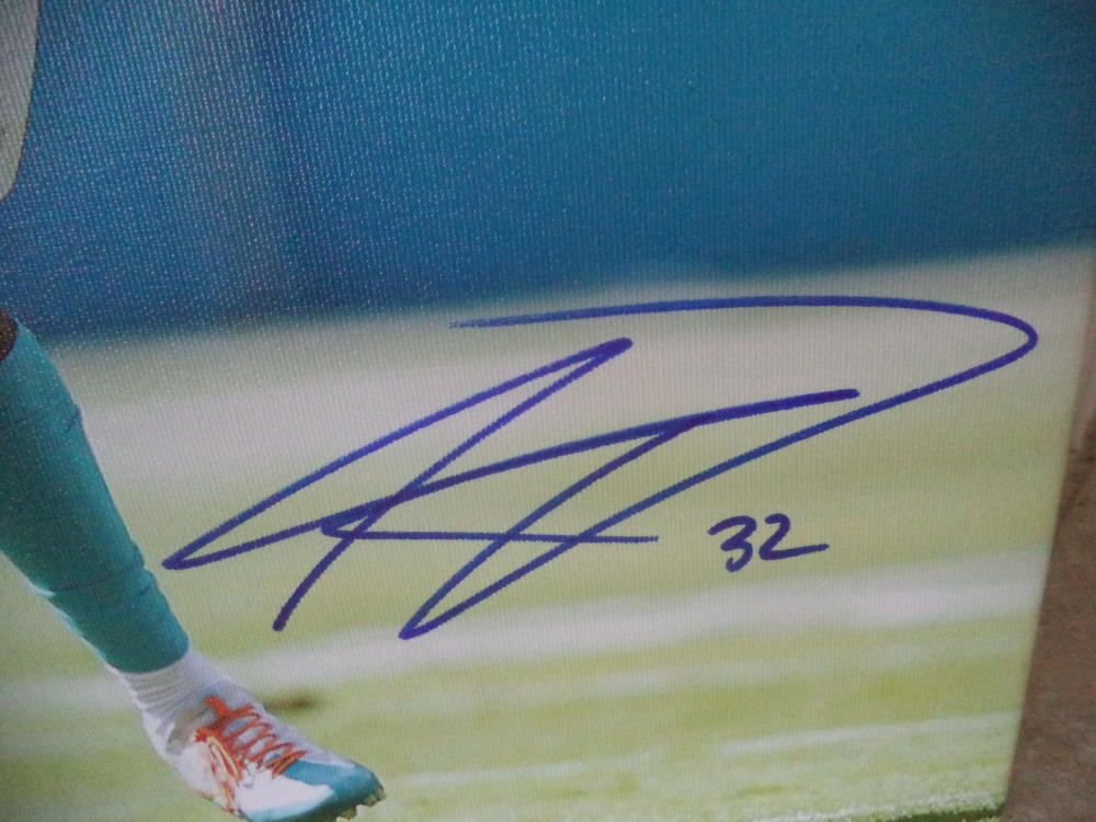 KENYAN DRAKE MIAMI DOLPHINS SIGNED 16X20 CANVAS MOUNTED JSA WP767917