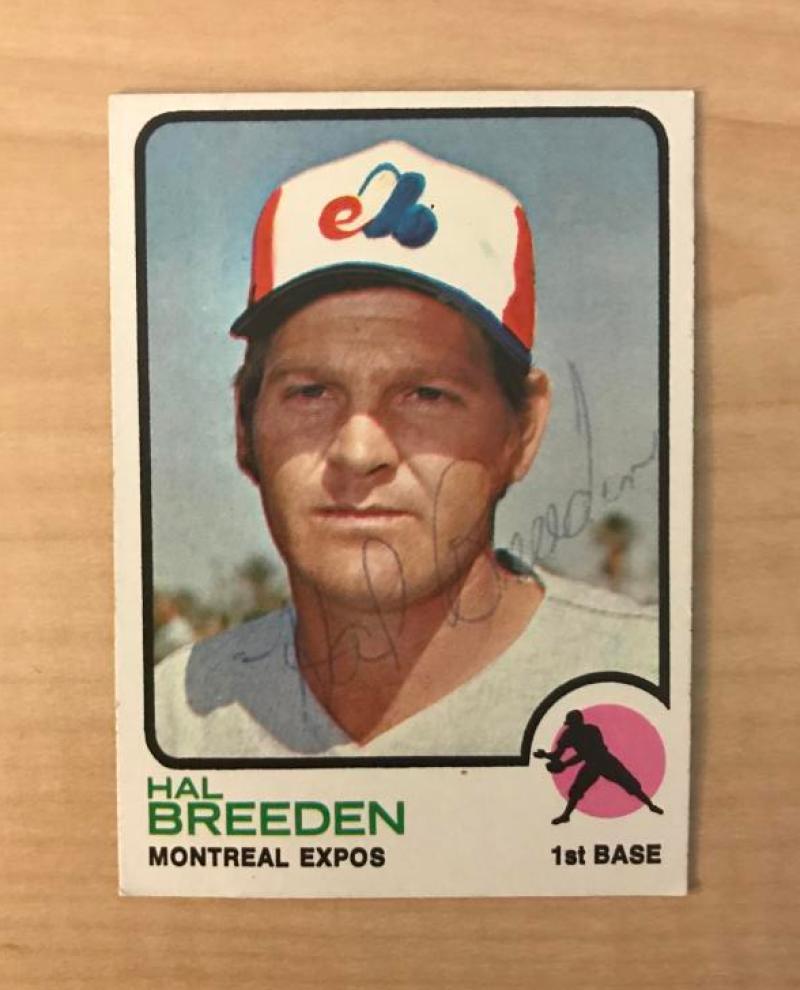 HAL BREEDEN MONTREAL EXPOS VINTAGE SIGNED 1973 TOPPS CARD #173 W/COA