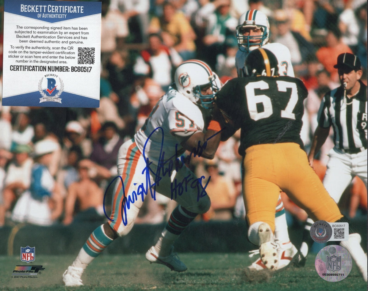 DWIGHT STEPHENSON DOLPHINS HOF 98 SIGNED 8X10 PHOTO BECKETT BC60517