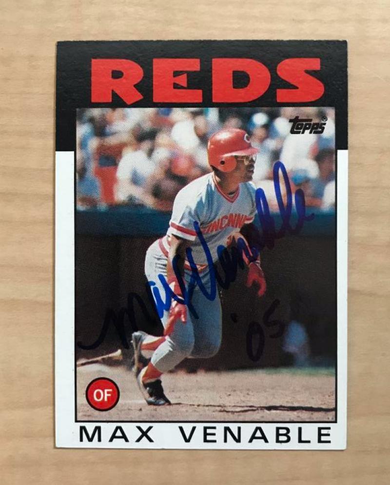 MAX VENABLE CINCINNATI REDS SIGNED AUTOGRAPHED 1986 TOPPS CARD #428 W/COA
