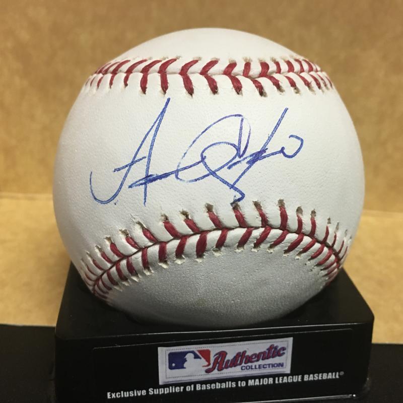 AARON CUNNINGHAM INDIANS/A'S M.L. SIGNED BASEBALL W/COA