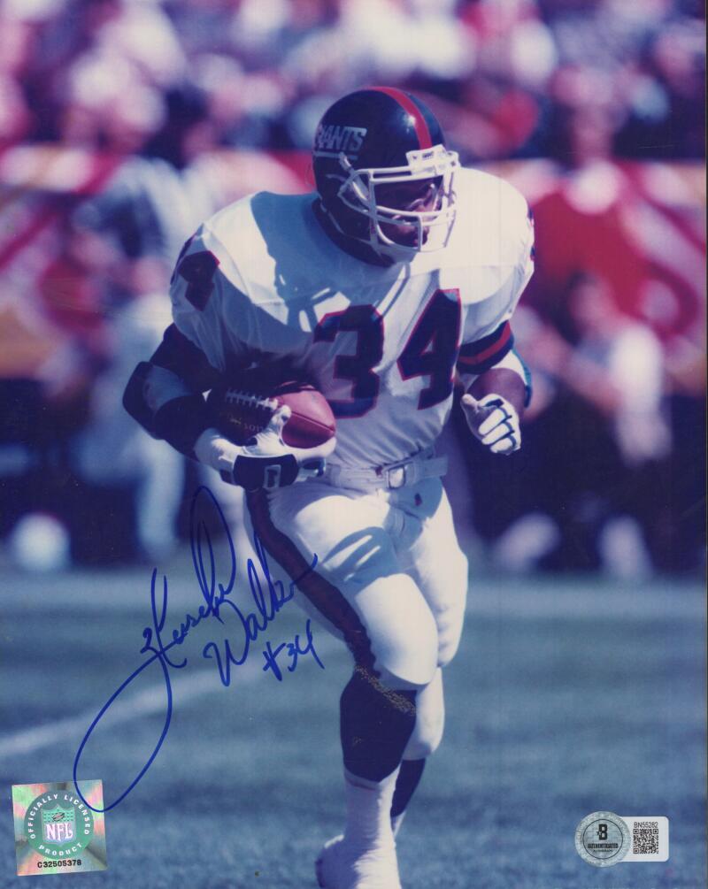HERSCHEL WALKER N.Y. GIANTS SIGNED AUTOGRAPHED 8X10 PHOTO BECKETT