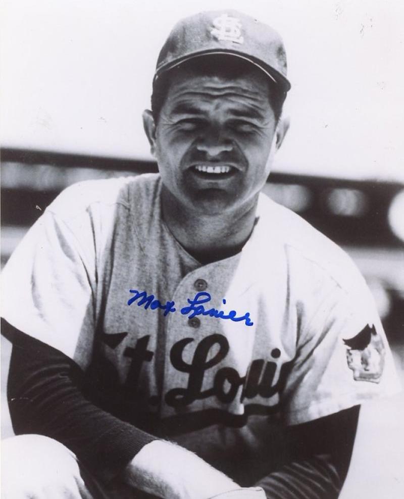 MAX LANIER ST. LOUIS CARDINALS DECEASED 2007 SIGNED AUTOGRAPHED 8X10  PHOTO  W/C