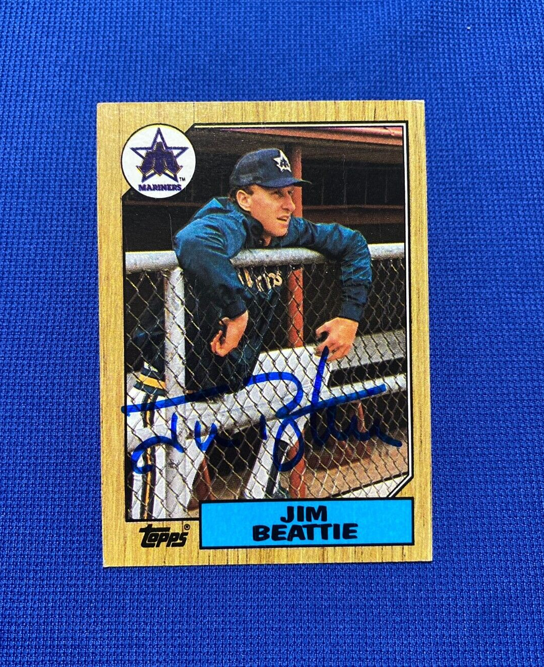1987 TOPPS JIM BEATTIE SEATTLE MARINERS SIGNED AUTOGRAPHED CARD #117 W/COA