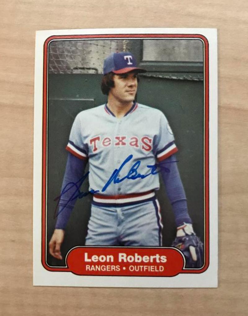 LEON ROBERTS TEXAS RANGERS SIGNED AUTOGRAPHED 1982 FLEER CARD #329 W/COA