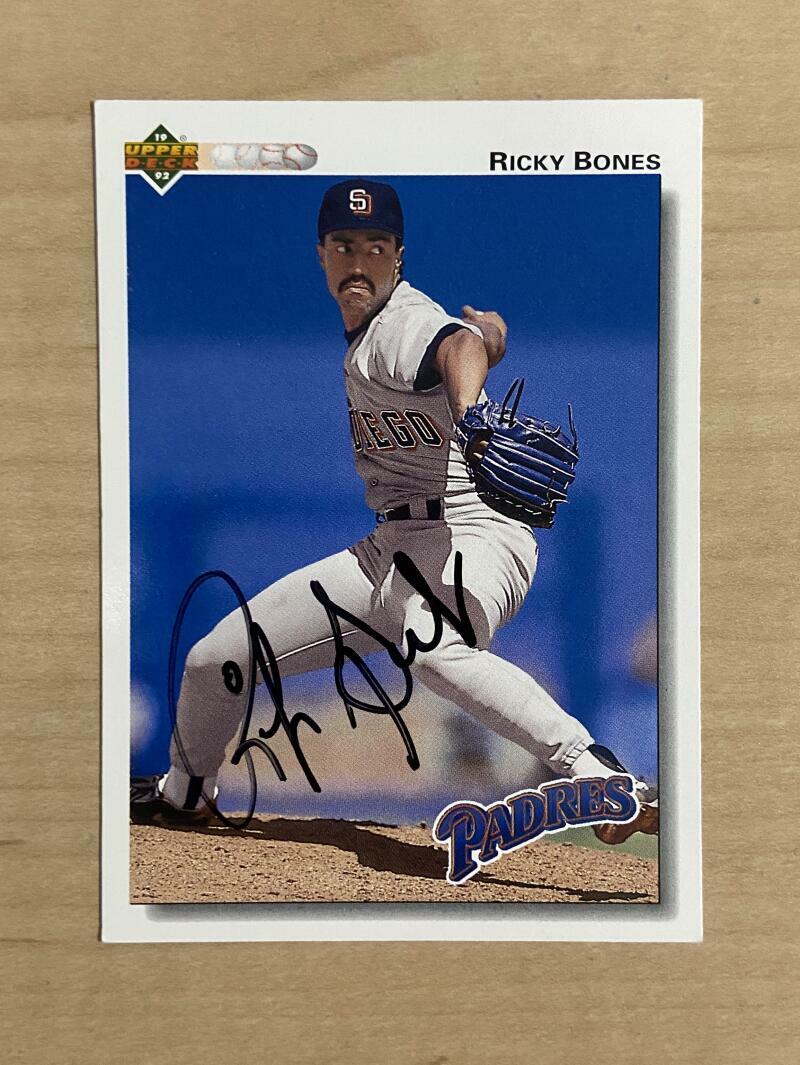 RICKY BONES SAN DIEGO PADRES SIGNED AUTOGRAPHED 1992 UPPER DECK CARD #623 W/COA