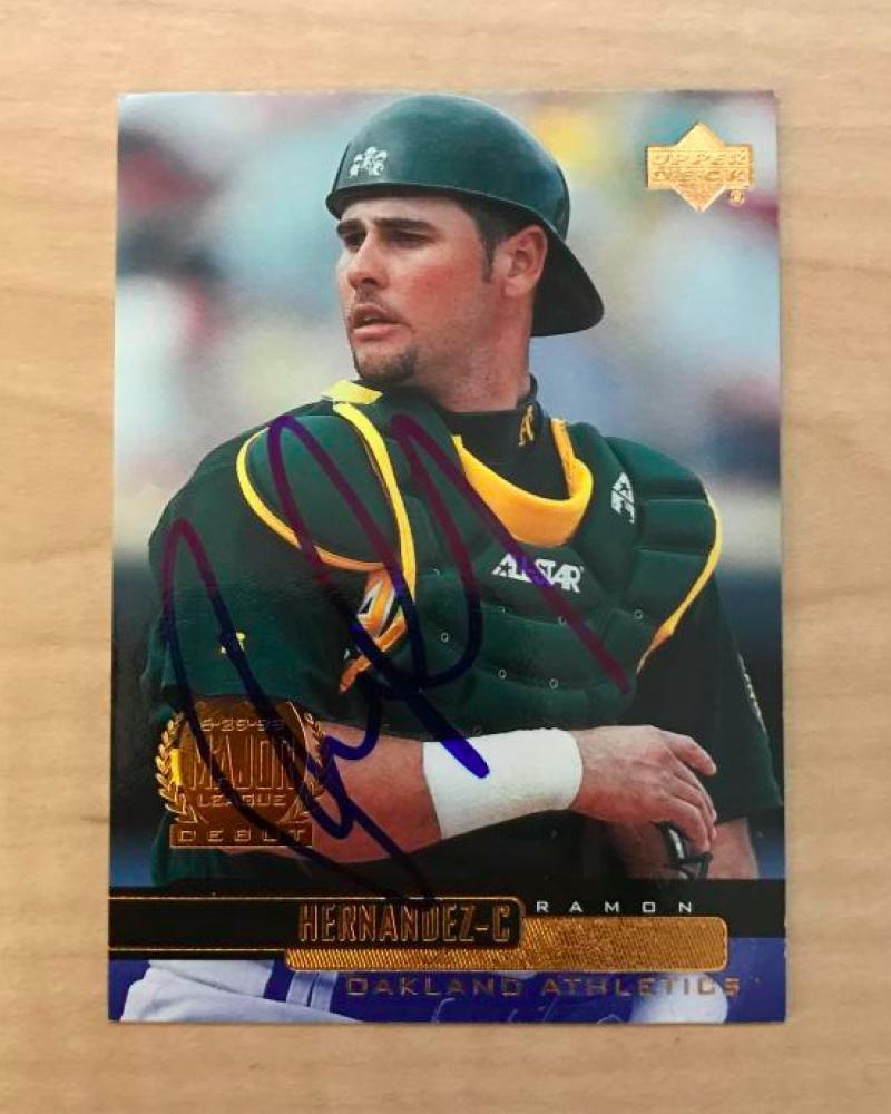 RAMON HERNANDEZ OAKLAND ATHLETICS SIGNED AUTOGRAPHED 2000 UPPER DECK #456 W/COA
