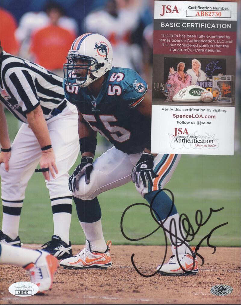 JR SEAU (JUNIOR) MIAMI DOLPHINS RARE SIGNED 8X10 PHOTO SEAU HOLO JSA AB82730