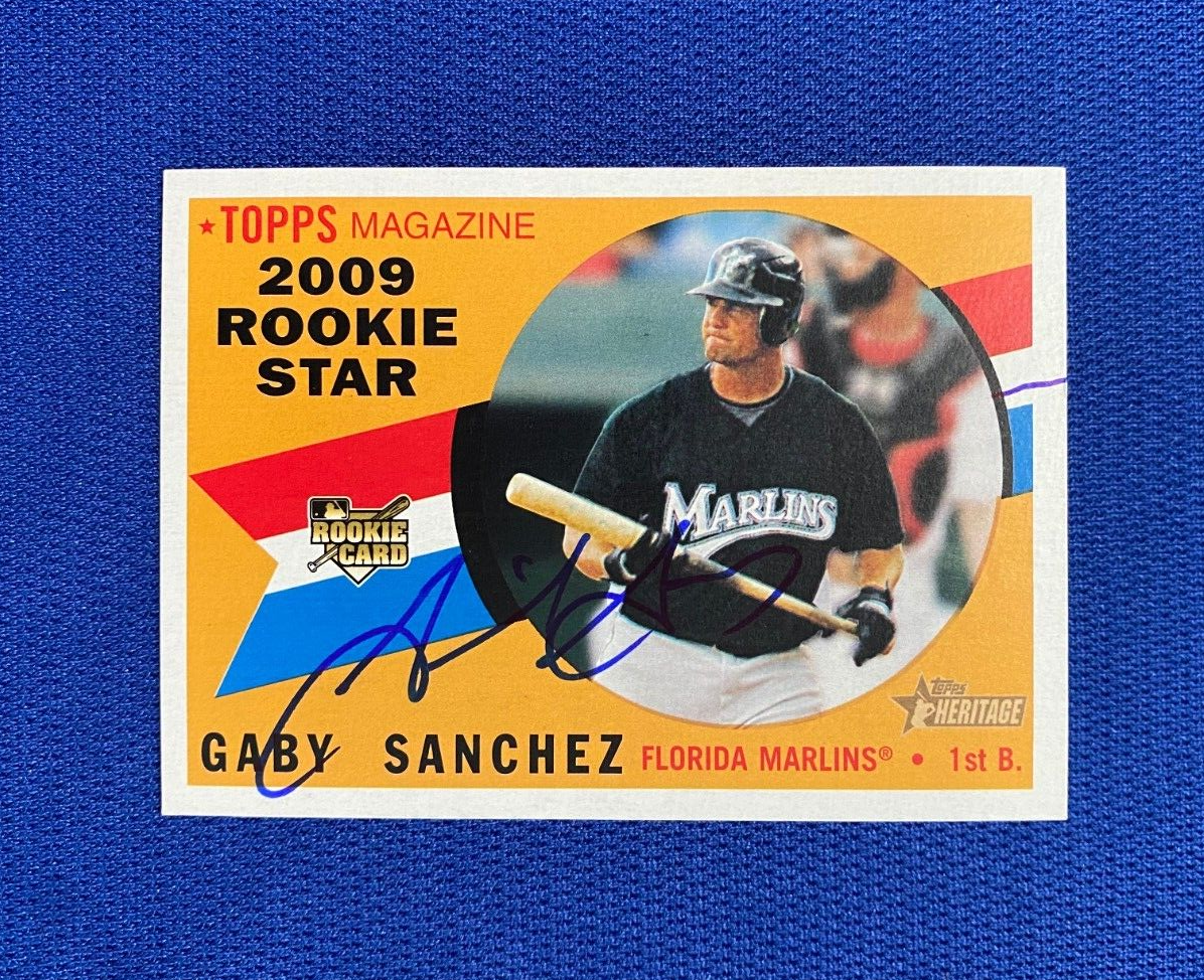 2009 TOPPS HERITAGE GABY SANCHEZ FLORIDA MARLINS AUTO SIGNED RC CARD #127 W/COA