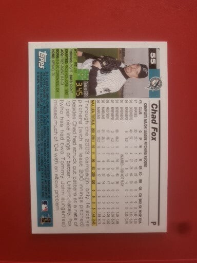 2004 TOPPS CHAD FOX FLORIDA MARLINS SIGNED AUTO AUTOGRAPHED CARD #55 W/COA
