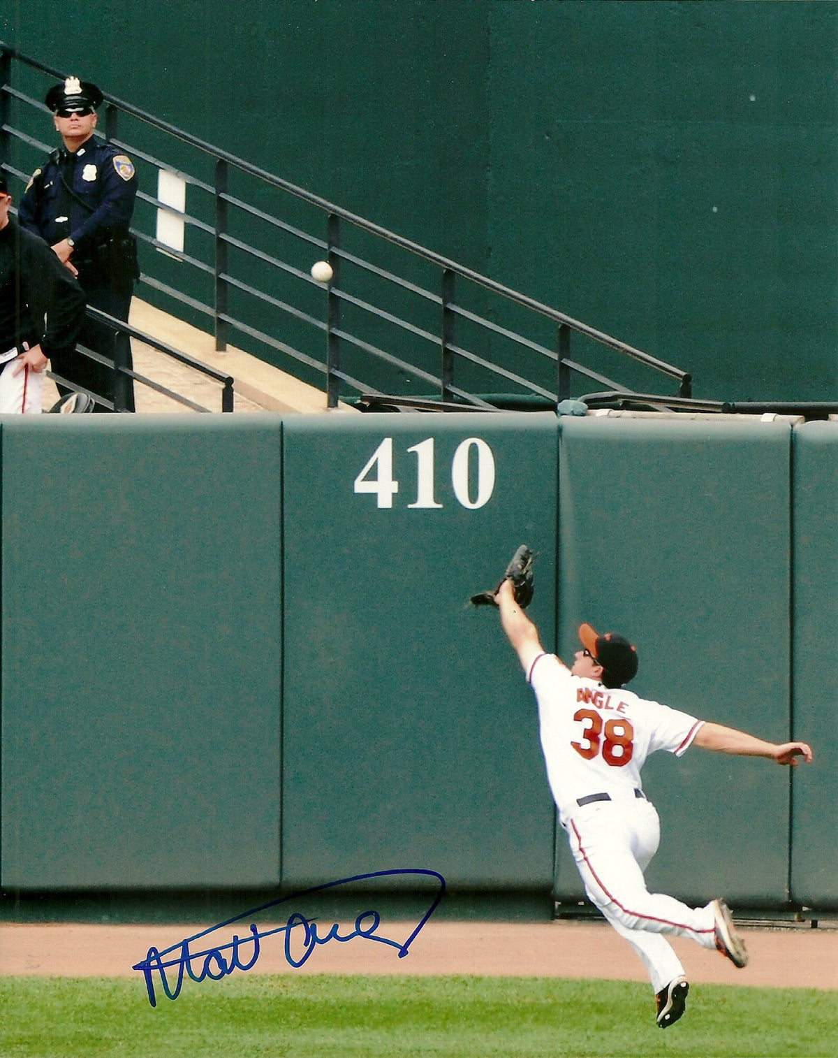 MATT ANGLE BALTIMORE ORIOLES SIGNED AUTOGRAPHED 8x10 PHOTO W/COA DIVING