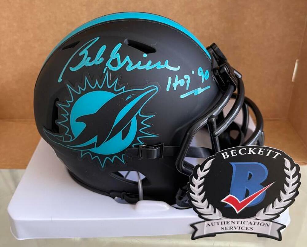 BOB GRIESE MIAMI DOLPHINS HOF 90 SIGNED ECLIPSE MINI HELMET BECKETT WITNESS