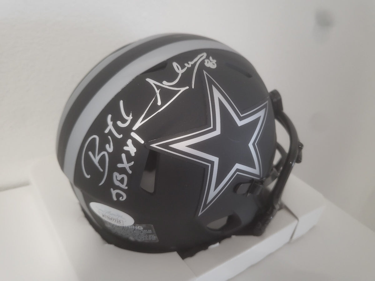 BUTCH JOHNSON COWBOYS SB XXL SIGNED AUTO ECLIPSE RIDDELL MINI HELMET JSA