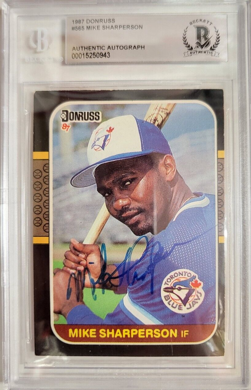 1987 DONRUSS MIKE SHARPERSON DODGERS #565 AUTO SIGNED CARD BECKETT AUTHENTIC