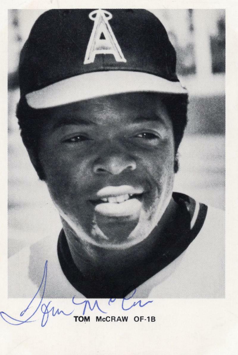 TOM MCCRAW  CALIFORNIA ANGELS  SIGNED 4X6 POSTCARD W/ COA