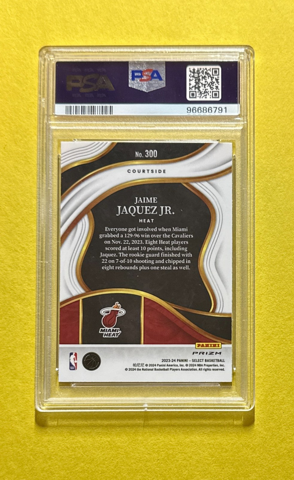 2023-24 PANINI SELECT JAIME JAQUEZ JR. BLUE PRIZM COURTSIDE #300 PSA MINT 9 RC