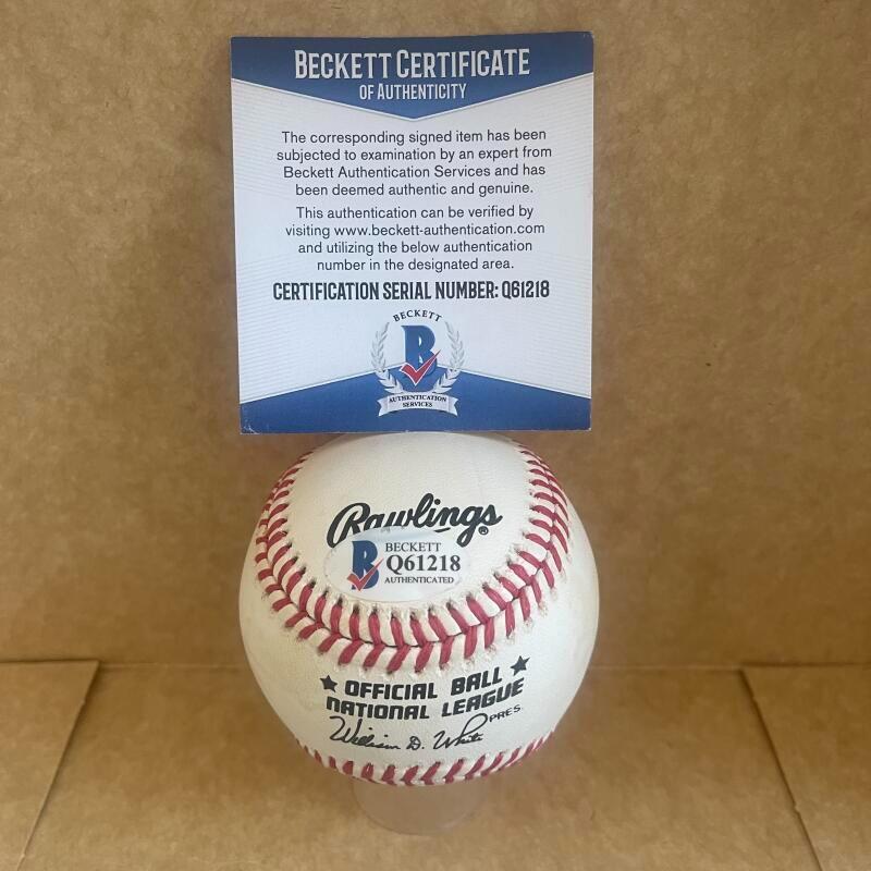 JEFF CONINE REDS/METS/MARLINS SIGNED VINTAGE N.L. BASEBALL BECKETT Q61218