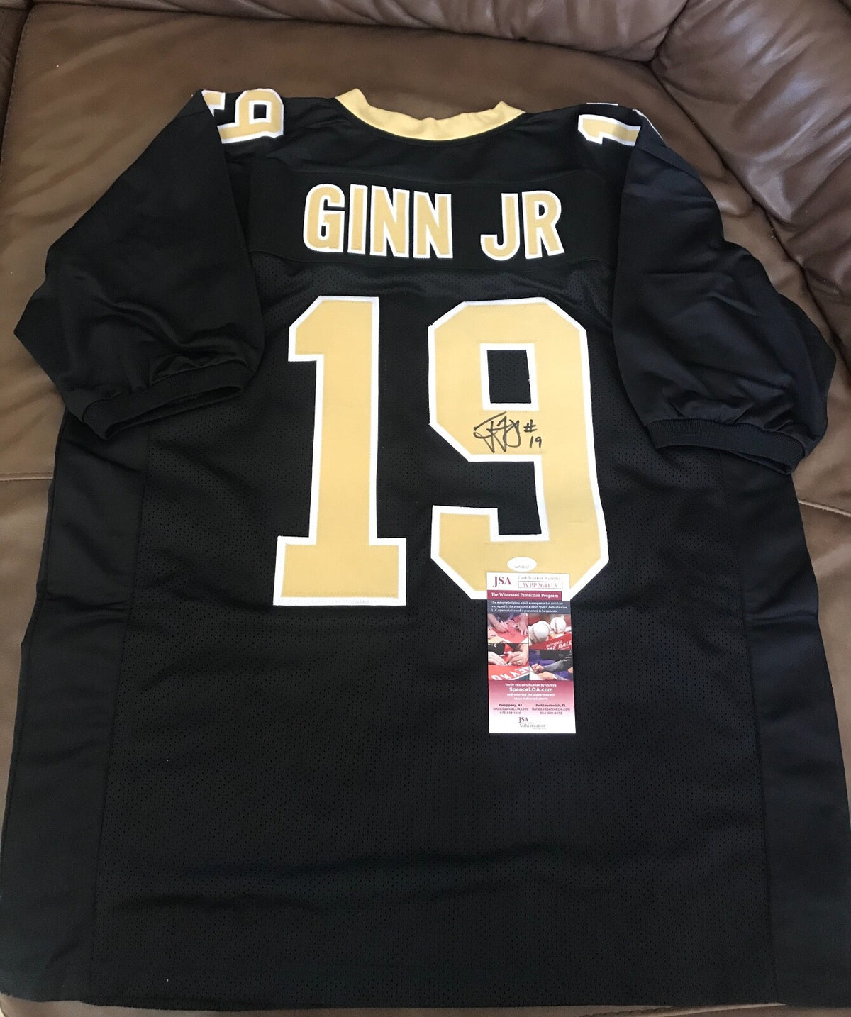 TED GINN JR NEW ORLEANS SAINTS  SIGNED AUTO  XL CUSTOM JERSEY JSA  WPP264113