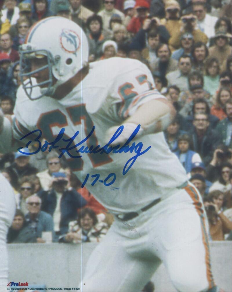 BOB KUECHENBERG DOLPHINS SIGNED AUTOGRAPHED 8X10 PHOTO W/ COA