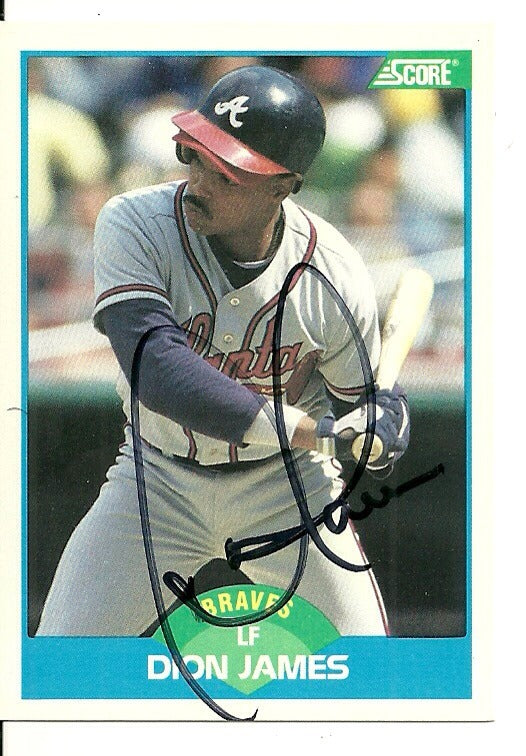 DION JAMES ATLANTA BRAVES SIGNED AUTOGRAPHED 1989 SCORE CARD #163 W/COA