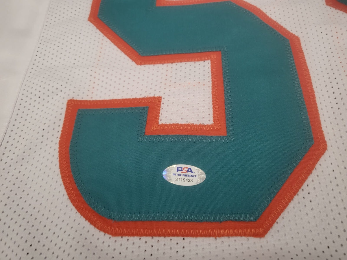 JEROME BAKER #55 MIAMI DOLPHINS SIGNED WHT CUSTOM JERSEY SZ XL PSA STICKER *