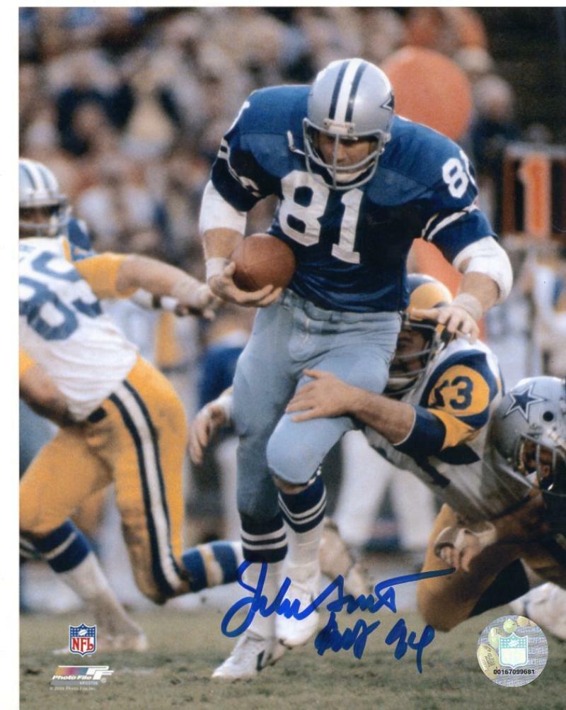 JACKIE SMITH DALLAS COWBOYS HOF 94 SIGNED AUTOGRAPHED 8X10 W/COA