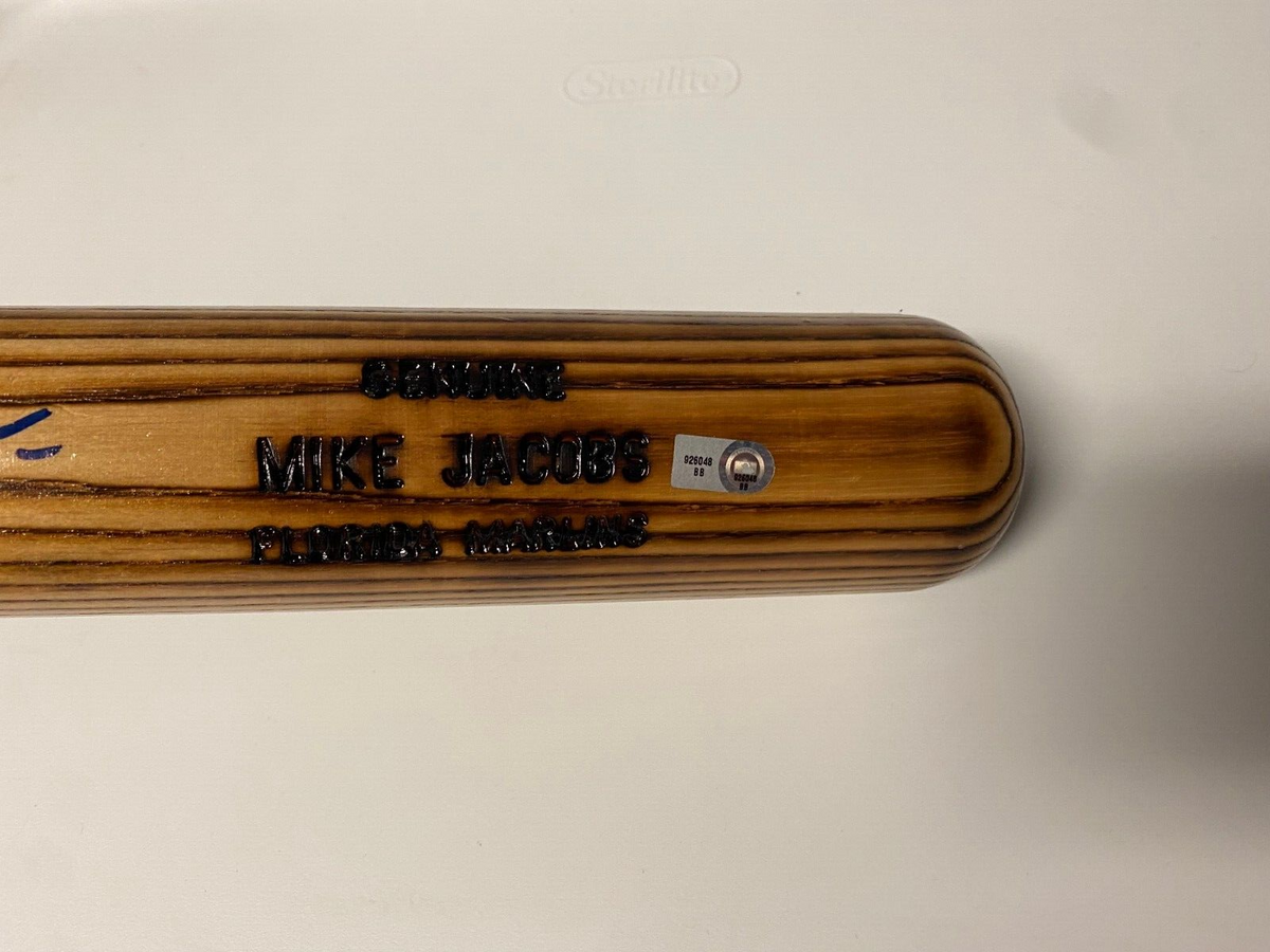 MIKE JACOBS MARLINS/ROYALS SIGNED AUTOGRAPHED LV SLUGGER BAT MLB AUTHENTICATED
