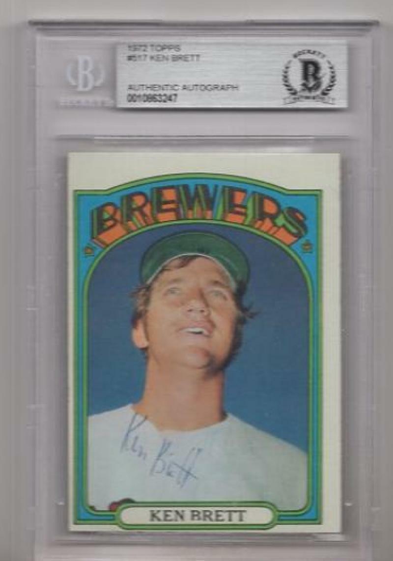 1972 TOPPS KEN BRETT SIGNED CARD BECKETT AUTHENTIC AUTOGRAPH