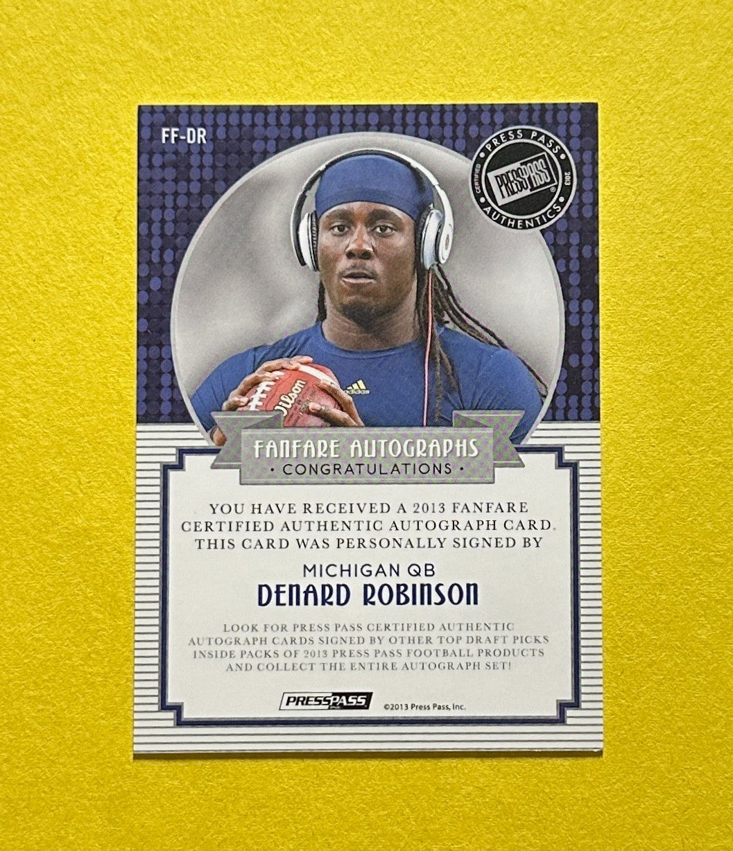 2013 PRESS PASS DENARD ROBINSON FANFARE AUTOGRAPH /149 #FF-DR