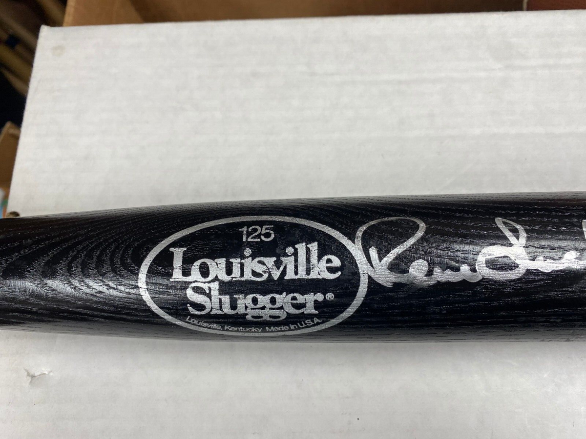 RENE LACHEMANN FLORIDA MARLINS SIGNED AUTOGRAPHED BLACK LV SLUGGER KIDS BAT COA