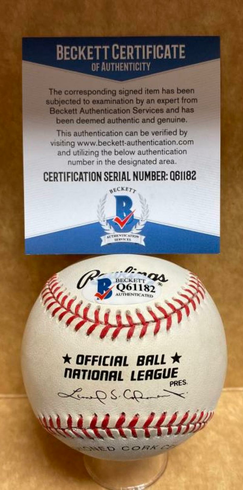 MARK KOTSAY BRAVES/RED SOX/A'S SIGNED AUTOGRAPHED N.L. BASEBALL BECKETT Q61182