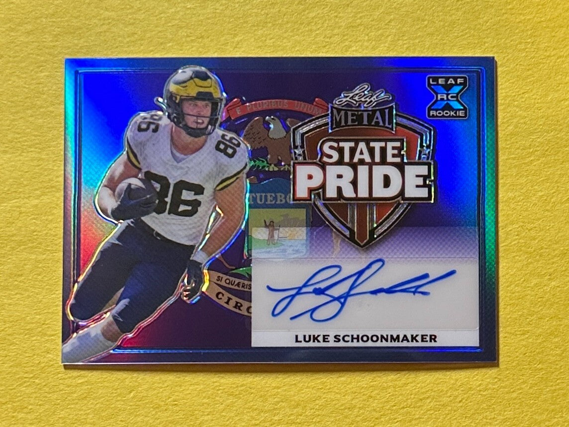 2023 LEAF METAL DRAFT LUKE SCHOONMAKER STATE PRIDE AUTO /8 #SP-LS1