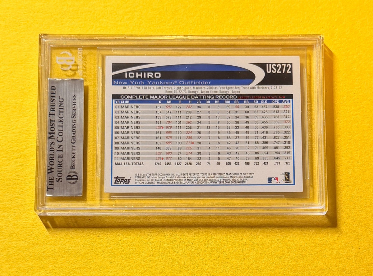 2012 TOPPS UPDATE ICHIRO SUZUKI #US272A SIGNED AUTO CARD BECKETT AUTHENTIC NYY
