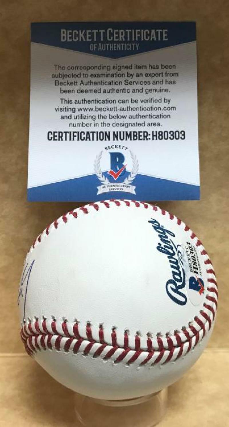 JORDAN HOLLOWAY MIAMI MARLINS SIGNED M.L. BASEBALL BECKETT H80303