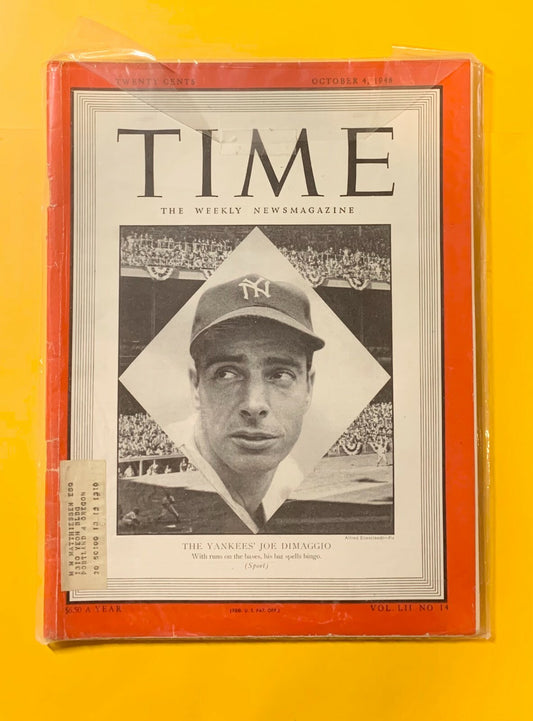 1948 TIME MAGAZINE JOE DIMAGGIO THE YANKEES VOLUME 52 ISSUE #14 HOF