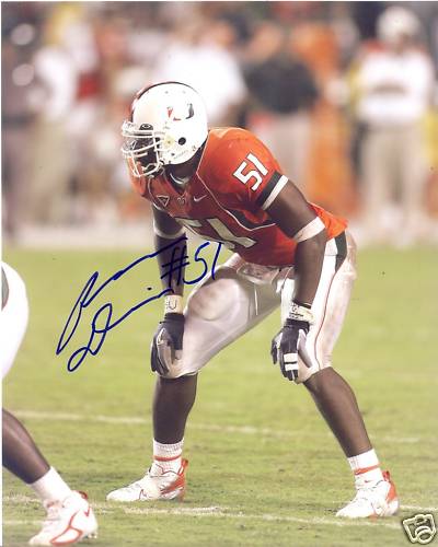 ROMEO DAVIS MIAMI HURRICANES SIGNED 8X10 PHOTO W/COA