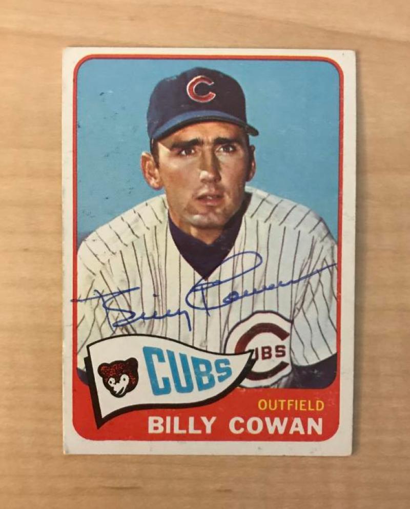 BILLY COWAN CHICAGO CUBS VINTAGE SIGNED 1965 TOPPS CARD #186 W/COA