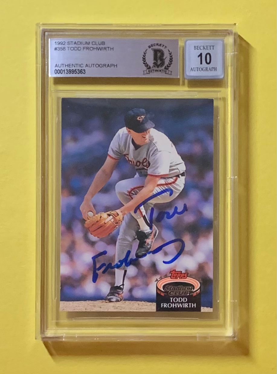 1992 TOPPS STADIUM CLUB TODD FROHWIRTH #358 AUTHENTIC AUTO BECKETT CERTIFIED