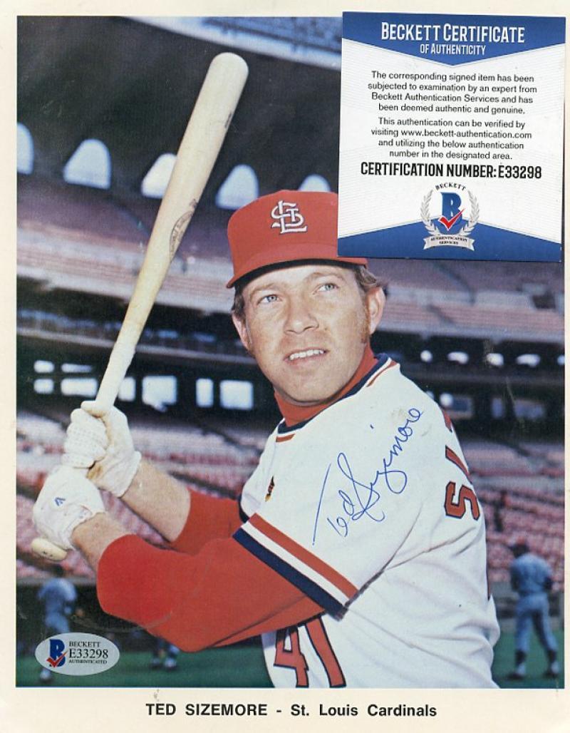 TED SIZEMORE ST. LOUIS CARDINALS SIGNED AUTOGRAPHED 7X9 RARE PHOTO BECKETT E3329