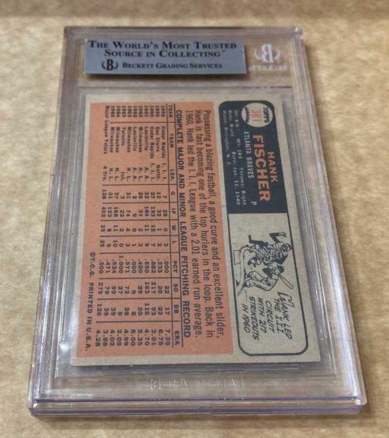 1966 TOPPS HANK FISCHER DECEASED SIGNED CARD BECKETT AUTHENTIC AUTOGRAPHED