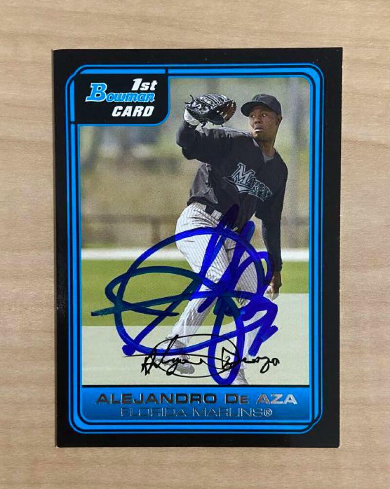 ALEJANDRO DE AZA FLORIDA MARLINS SIGNED AUTOGRAPHED 2006 BOWMAN CARD #B8 W/COA