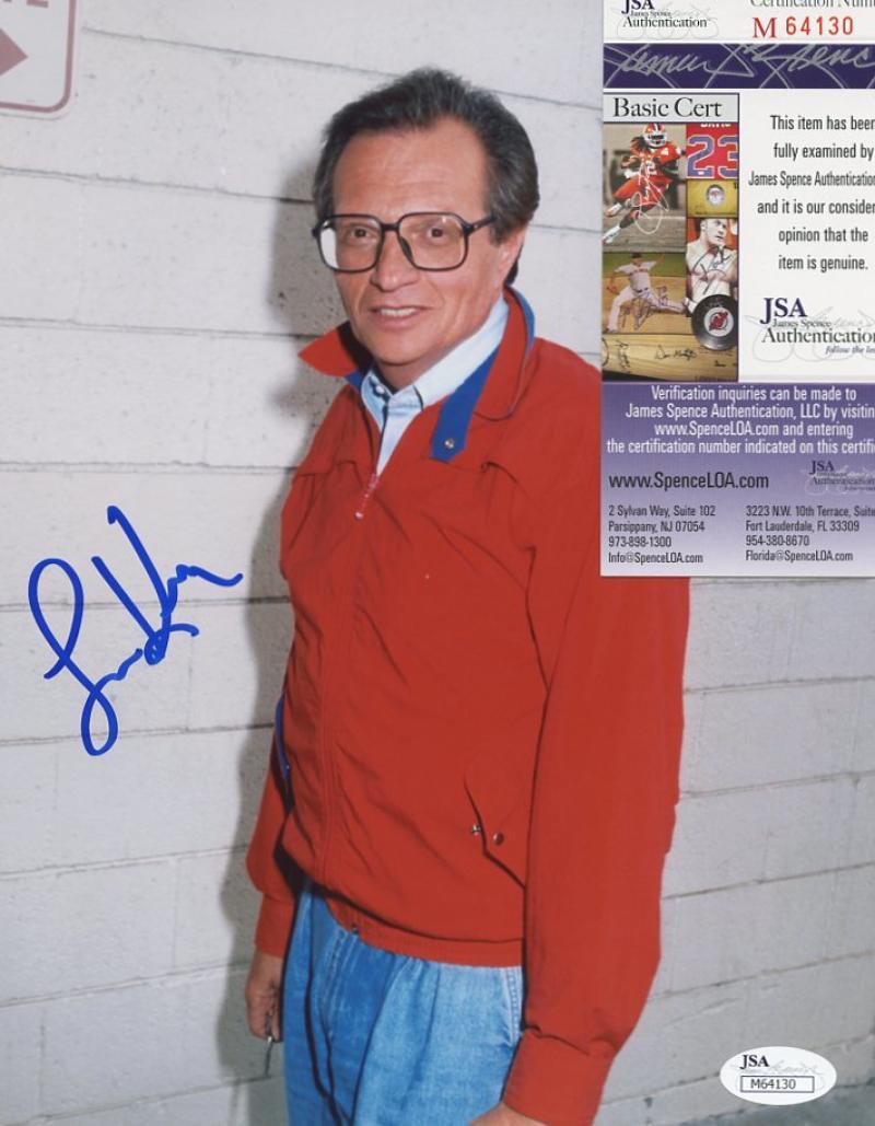 LARRY KING FAMOUS TALK SHOW HOST YOUNG PHOTO SIGNED 8X10 PHOTO W/COA JSA M64130